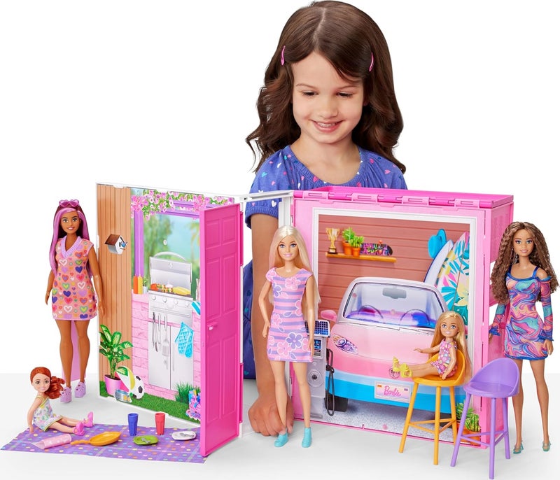 Barbie Getaway House, Doll House Playset with 4 Play Areas and 11 Decor Accessories - Image 2